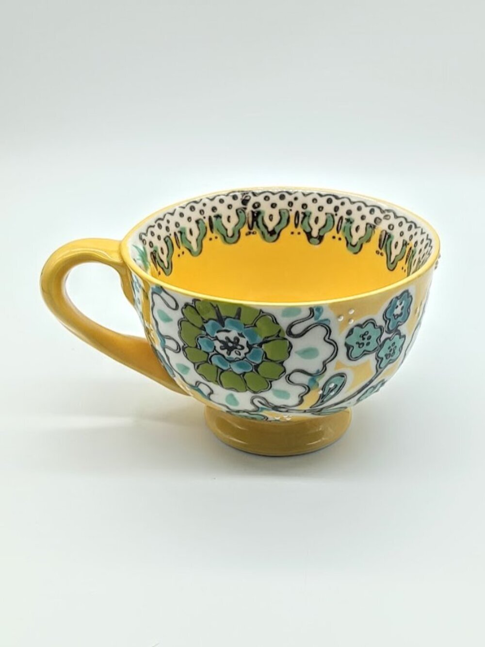 Anthropologie Elka Ayaka Yellow Floral Ceramic Mug